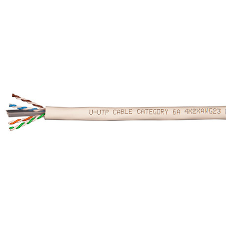 GIGA-LAN U-UTP KABEL 4X2XAWG23 KAT6A LSZH HVID 500 m CPR: DCA