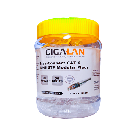 GIGA-LAN RJ45 STP PLUG KAT 6 FOR AWG23-24 BLØD/MASSIV LEDER EASY-CONNECT PKK A 50 SÆT
