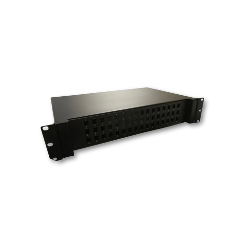 LAN-OPTIC FIBER UDTRÆKSBOX SORT 19" 2HE 48XLC DUPLEX