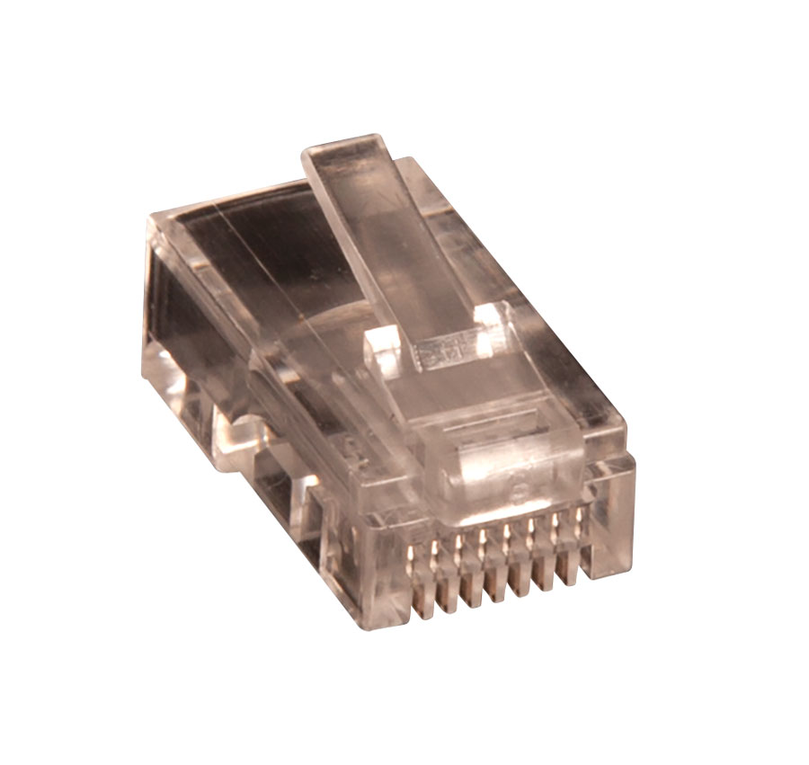 RJ45 MODULAR PLUG UTP KAT5E 8P8C R FOR BLØD LEDER RUND KABEL