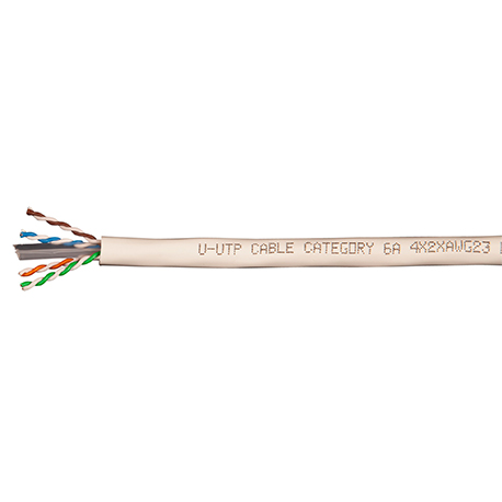 GIGA-LAN U-UTP KABEL 4X2XAWG23 KAT6A LSZH HVID 500M TRL CPR: CCA -s1a. d1.a1