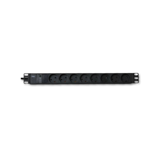 STRØMPANEL 8X230V+J+230+J PLUG. SORT 19" 1,9M LEDNING