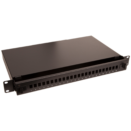 LAN-OPTIC FIBER UDTRÆKSBOX SORT 19" 24XSC SIMPLEX/LC DUPLEX