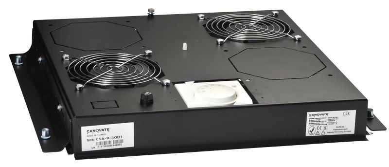 FAN TRAY FOR B800XDXXXMM GULVRACK SORT LRG-1500. 2 VENTILATORER, MED TERMOSTAT
