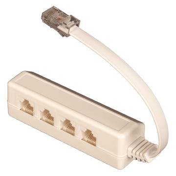 SPLITTER TELE HVID 1PLUG+4JACK WHITE 4F-8/2 1M-8/8