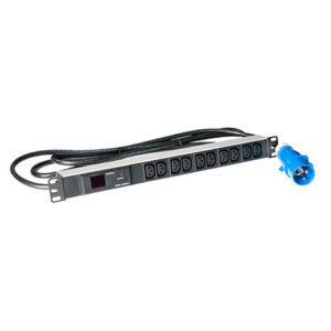 STRØMPANEL 10XC13+IEC60309PLUG. 16A 19" AMP METER