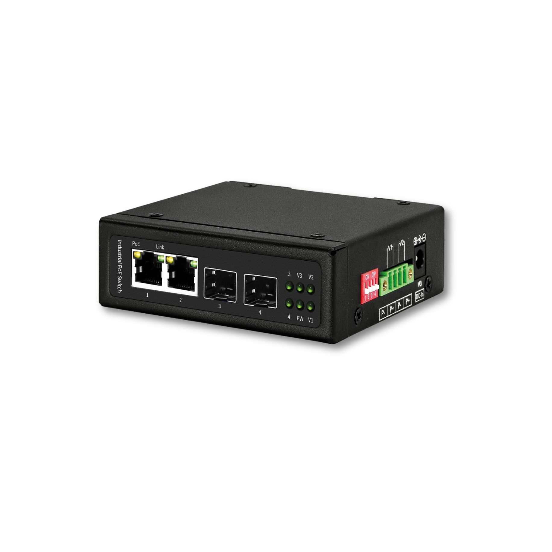 Industriel Medieconverter m. 2x1G SFP-udtag 1xRJ45 udtag m. POE++ (90W max)
